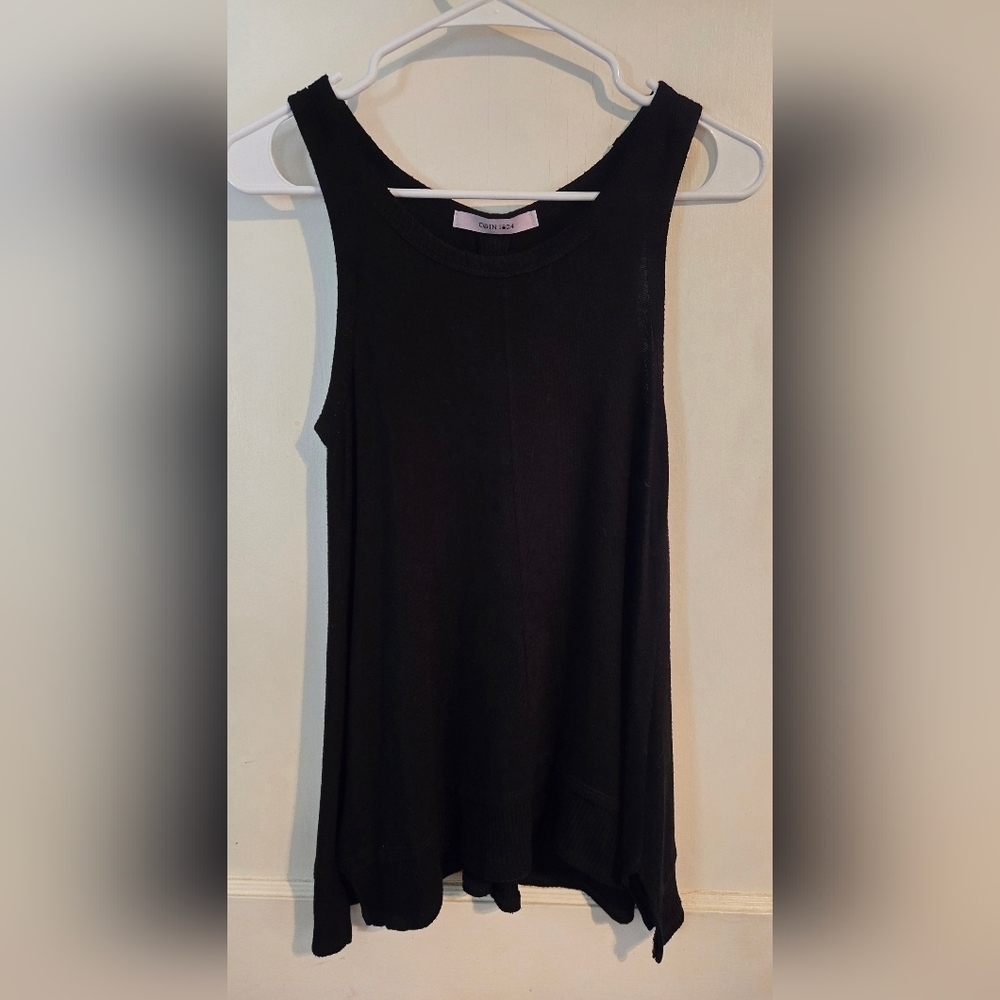 Coin 1804 | Women’s Sleeveless Button Back Knit Tank Top | Size: S | Black - Picture 3 of 12